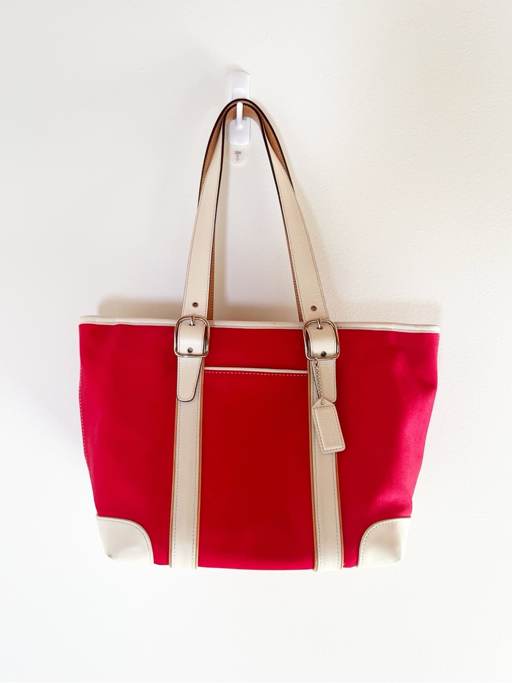 Coach Red White Hamptons Mini Tote 7740